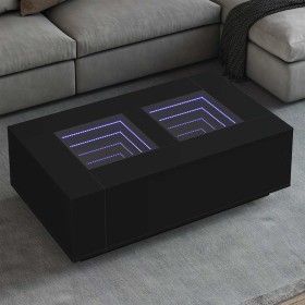 Mesa de centro con LED Infinity negra 116x69x40 cm