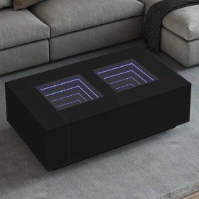 Mesa de centro con LED Infinity negra 116x69x40 cm