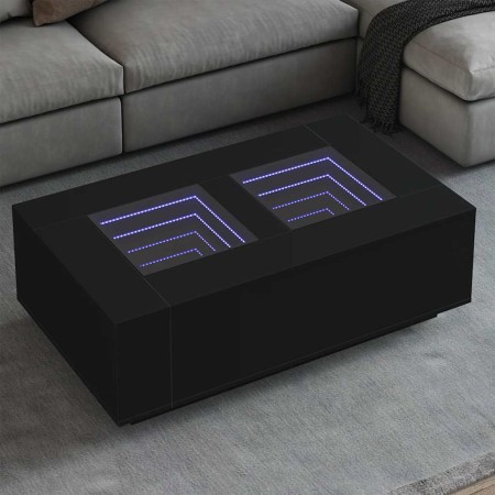 Mesa de centro con LED Infinity negra 116x69x40 cm