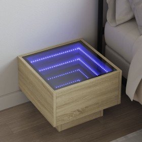 Mesita de noche con Infinity LED roble Sonoma 40x40x30 cm Mesita de noche con Infinity LED roble Sonoma 40x40x30 cm