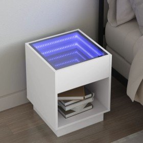 Mesita de noche con Infinity LED blanca 40x40x50 cm Mesita de noche con Infinity LED blanca 40x40x50 cm