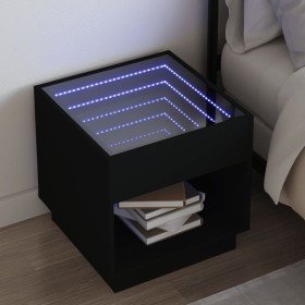 Mesita de noche con Infinity LED negra 50x50x50 cm Mesita de noche con Infinity LED negra 50x50x50 cm