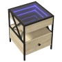 Mesita de noche con Infinity LED roble Sonoma 40x40x51 cm
