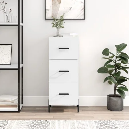 Glossy white plywood sideboard 34.5x34x90 cm by vidaXL, Sideboards - Ref: Foro24-828614, Price: 84,94 €, Discount: %