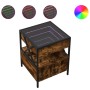 Mesita de noche con Infinity LED roble ahumado 40x40x51 cm