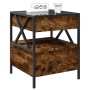 Mesita de noche con Infinity LED roble ahumado 40x40x51 cm