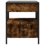 Mesita de noche con Infinity LED roble ahumado 40x40x51 cm
