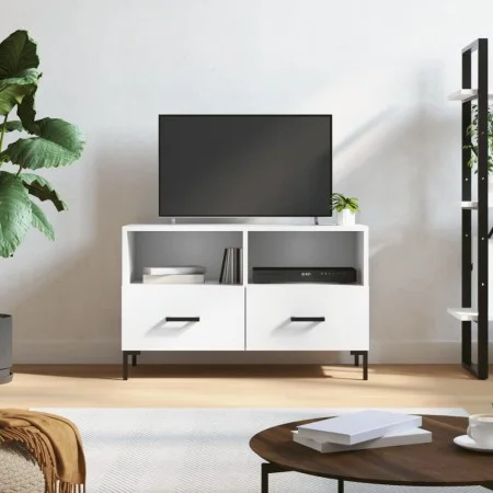 Weißer TV-Schrank aus Sperrholz, 80 x 36 x 50 cm von vidaXL, TV-Möbel - Ref: Foro24-828972, Preis: 66,79 €, Rabatt: %