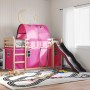 Litera con tobogán y cortinas rosa 80x200 cm