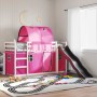 Litera con tobogán y cortinas rosa 80x200 cm