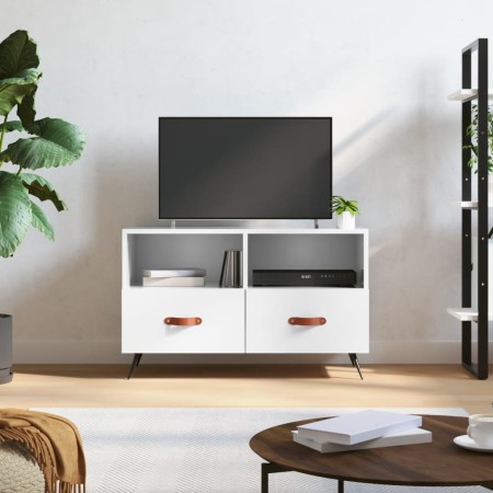 Glänzend weißer Sperrholz-TV-Schrank 80x36x50 cm von vidaXL, TV-Möbel - Ref: Foro24-828942, Preis: 55,30 €, Rabatt: %