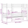 Litera de madera maciza de pino 90x200 cm
