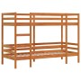 Litera de madera maciza de pino marrón cera 90x200 cm