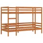 Litera de madera maciza de pino marrón cera 90x190 cm