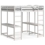 Cama alta con escritorio y escalera madera blanca 200x200 cm