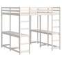 Cama alta con escritorio y escalera madera blanca 200x200 cm