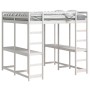 Cama alta con escritorio y escalera madera blanca 200x200 cm