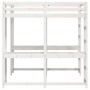 Cama alta con escritorio y escalera madera blanca 200x200 cm