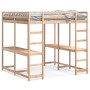 Cama alta con escritorio y escalera madera maciza 180x200 cm