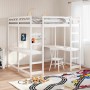 Cama alta con escritorio y escalera madera blanca 180x200 cm