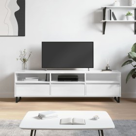 Mueble de TV madera contrachapada blanco brillo 150x30x44,5 cm de vidaXL, Muebles TV - Ref: Foro24-831302, Precio: 127,20 €, ...