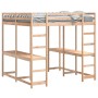 Cama alta con escritorio y escalera madera maciza 160x200 cm