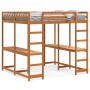 Cama alta con escritorio y escalera madera marrón 160x200 cm
