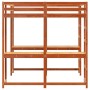 Cama alta con escritorio y escalera madera marrón 160x200 cm