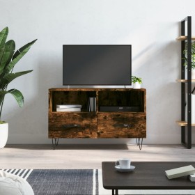 Mueble para TV madera contrachapada roble ahumado 80x36x50 cm