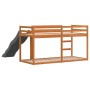Litera con tobogán y escalera madera maciza marrón 90x200 cm