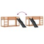 Litera con tobogán y escalera madera maciza marrón 90x200 cm