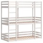 Litera triple de madera maciza de pino 80x200 cm