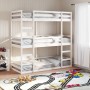 Litera triple de madera maciza de pino 90x200 cm