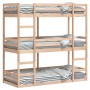 Litera triple de madera maciza de pino 90x200 cm