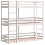 Litera triple de madera maciza de pino blanco 90x190 cm