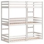 Litera triple de madera maciza de pino blanco 90x190 cm