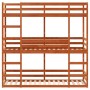 Litera triple de madera maciza de pino marrón cera 90x190 cm