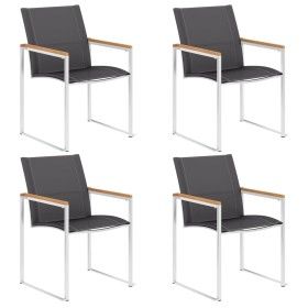 Garden chairs 4 units textilene and gray stainless steel by vidaXL, Garden chairs - Ref: Foro24-46516, Price: 385,86 €, Disco...