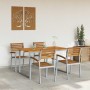 Conjunto de Comedor de Jardín 5 pcs Gris y marrón