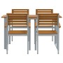 Conjunto de Comedor de Jardín 5 pcs Gris y marrón