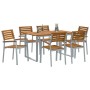 Conjunto de Comedor de Jardín 7 pcs Gris y marrón