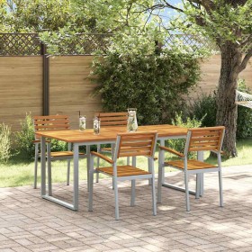 Conjunto de Comedor de Jardín 5 pcs Gris y marrón