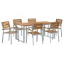 Conjunto de Comedor de Jardín 7 pcs Gris y marrón