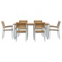 Conjunto de Comedor de Jardín 7 pcs Gris y marrón