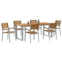 Conjunto de Comedor de Jardín 7 pcs Gris y marrón