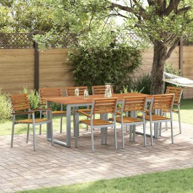 Conjunto de Comedor de Jardín 5 pcs Gris y marrón