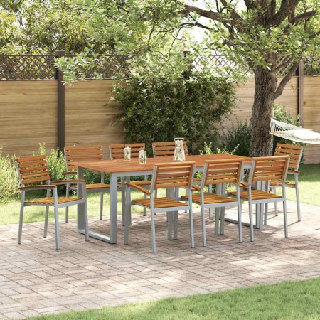Conjunto de Comedor de Jardín 5 pcs Gris y marrón
