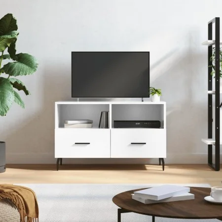 Glossy white plywood TV cabinet 80x36x50 cm by vidaXL, TV Furniture - Ref: Foro24-828990, Price: 50,58 €, Discount: %