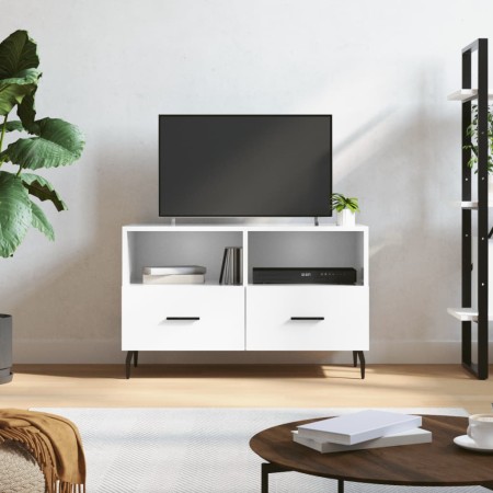 Glänzend weißer Sperrholz-TV-Schrank 80x36x50 cm von vidaXL, TV-Möbel - Ref: Foro24-828990, Preis: 50,58 €, Rabatt: %