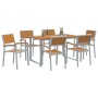 Conjunto de Comedor de Jardín 7 pcs Gris y marrón